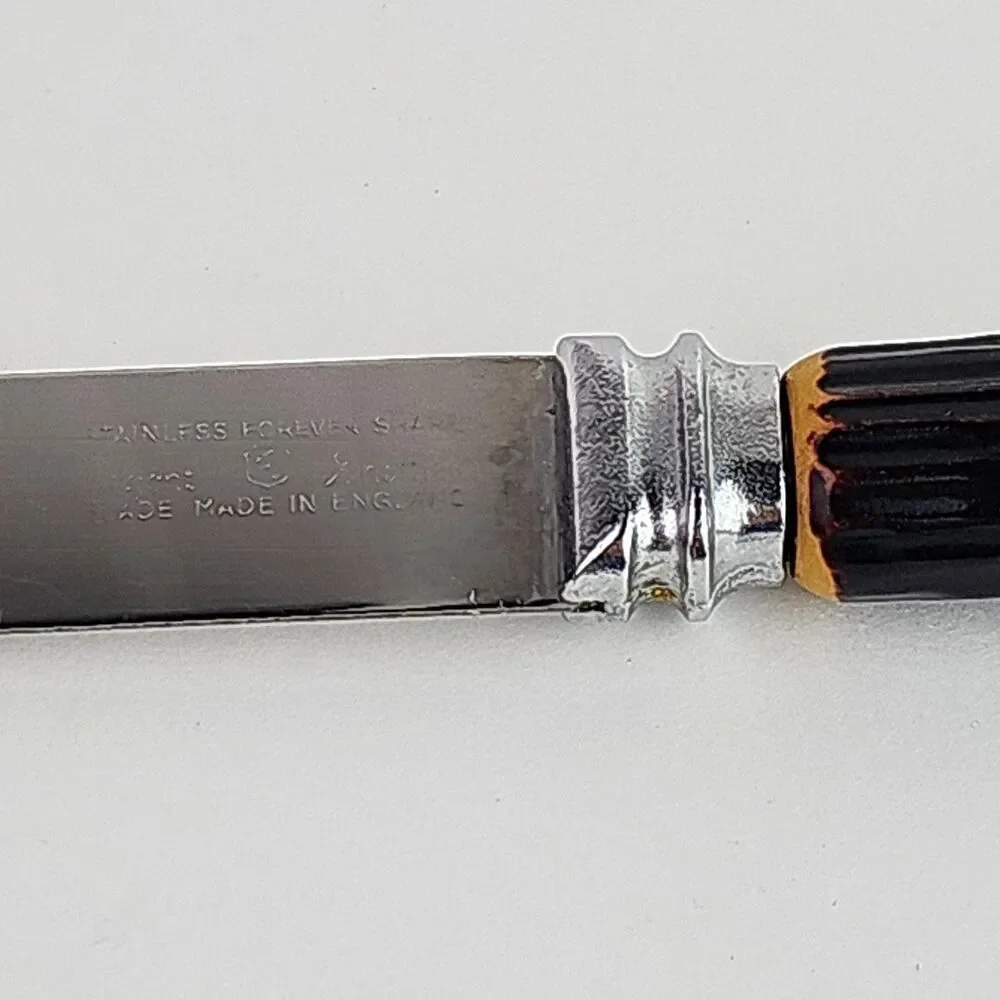Sheffield English Stainless Deer Horn Style Steak Knife 4.50 in Blade Set of 2